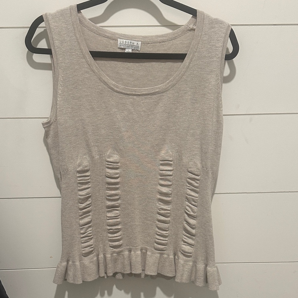 Joseph A Beige Knit Ruffle Hem Tank Top